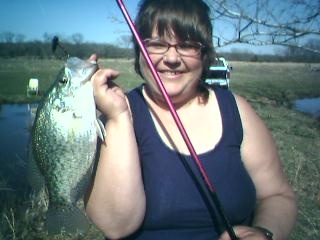 My wife, Kellies BIG crappie.